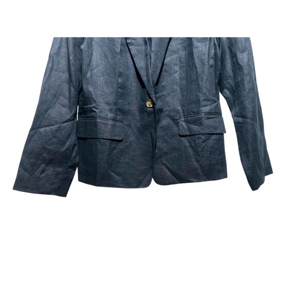 Quince European 100% Linen Structure Blazer Women Large Black Preppy Office Goth - Picture 15 of 16